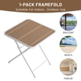 thumbnail image 4 of Olurrisa Modern 28" Square Indoor/Outdoor Folding Table, Polypropylene Slat Top with Powder-Coated Metal Legs, 220 lbs Capacity, for Dining Room Living Room Garden Patio, White/Khaki, 4 of 8