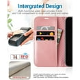 thumbnail image 3 of iPhone 13 Pro Case, PU Leather iPhone 13 Pro 5G Case[Card Holder][Kickstand] [TPU Inner Shell][RFID Blocking] Flip Phone Cover Compatible for 6.1 Inch iPhone 13 Pro -Black - 3 Rear Cameras (Pink), 3 of 7