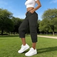thumbnail image 2 of VBVC Women's Drawstring Cargo Capri Pants , Causal Summer Crop Trousers For Women , Ladies' Lightweight Y2K Pants with Pockets, Dark Gray , S-2XL, 2 of 7
