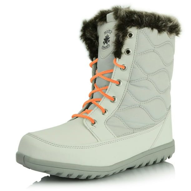 Dailyshoes Dailyshoes Women S Snow Booties Winter Warm Ankle Short Quilted Lace Up Boots Cut Shoes Comfortable Round Toe Flat High Eskimo Fur Ivory Pu 10 5 Shoelace Style Orange Walmart Com Walmart Com
