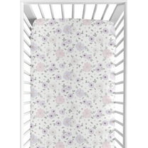 Sweet Jojo Designs Watercolor Floral Lavender Purple Pink and Grey Jersey Knit Fitted Crib Sheet