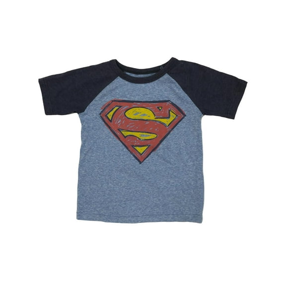 Superman Boys 2 Tone Blue Short Sleeve Super Man T-Shirt Tee Shirt 7