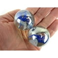 thumbnail image 2 of Big Game Toys Set of 2 Vapor 35mm Boulder Clear/White/Blue/Cobalt Swirl Large Shooter Solid Glass Marbles Decor/Vase Filler/Aquarium, 2 of 6