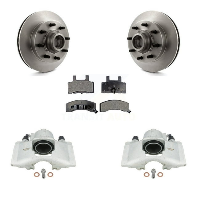 Transit Auto Front Disc Brake Caliper Rotors and Semi-Metallic Pads Kit for Car 1996 Chevrolet Express 2500 with 8 Lug Wheels KC8-100731P
