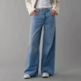 thumbnail image 4 of Hogleaql Womens Jeans - High Waisted Straight Legg Trendy Lightweight Stretchy Wide Leg Button Denim Jeans with Pockets Loose Fit Pants Light BlueXXL, 4 of 4