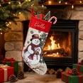 thumbnail image 4 of Personalized Christmas Stockings with Embroidered Name, 16.93 Inch Snowman Jacquard Vintage Xmas Stocking with Soft Velvet for Fireplace Family Holiday Decor, 4 of 6