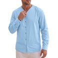 thumbnail image 5 of INSPIRE CHIC Men's Cotton Linen Shirt Long Sleeve Button Down Casual Shirts M Blue, 5 of 6