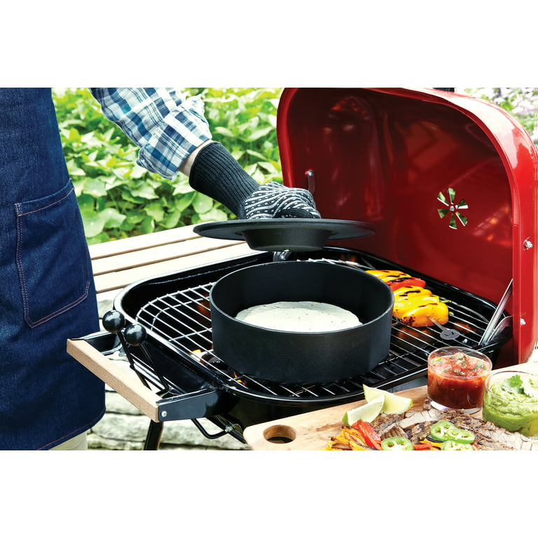  Outset 76375 Shrimp Cast Iron Grill and Serving Pan , Black :  Home & Kitchen