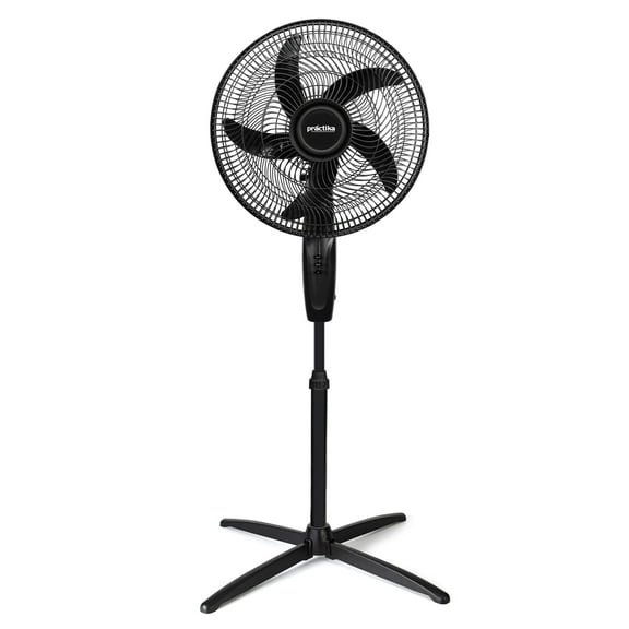 Practika 16” Pedestal Fan, Quiet Oscillating Standing Fan for Bedroom & Living Room, 3 Speeds, Adjustable Height, Easy Assembly
