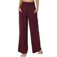 thumbnail image 1 of TheMogan Women's S~3X High Rise Smocked Elastic Waist Pull On Wide Leg Lounge Pants, 1 of 7