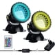 thumbnail image 1 of Proyector RGB para acuario, iluminación sumergible para peces, lámpara LED impermeable IP68 con ángulo ajustable y control remoto para jardín, estanque, piscina y fuente (paquete de 2), 1 of 5