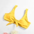 thumbnail image 4 of TOOYOU Women Swimsuit Solid Color Print Split Bathing Suits High Waist Pants Suspender Backless Bikini Beach Fashion Swimwear Yellow, 4 of 9