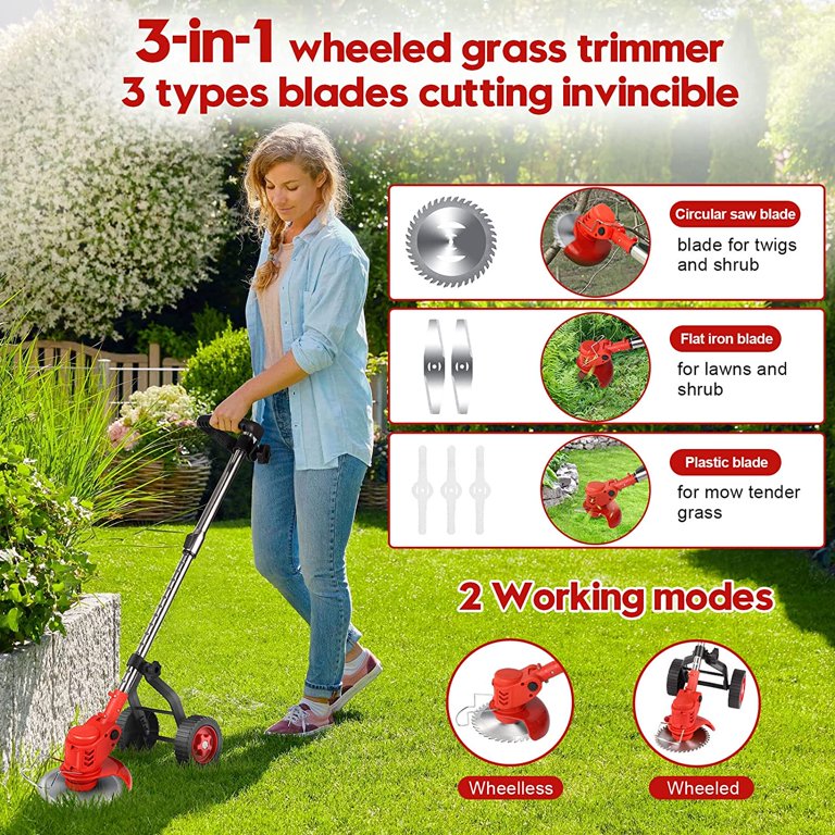 Grass Trimmer Electric Weed Eaters & Weed Trimmer, Tanbaby 6 Weed Wacker Kit Upgraded Wheels - Walmart.com