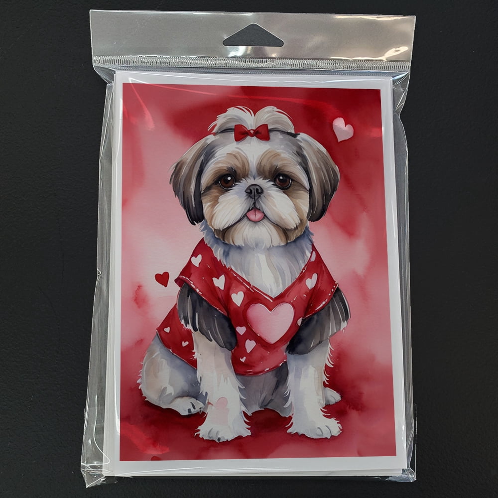 Shih Tzu My Valentine Greeting Cards Pack of 8 7 in x 5 in