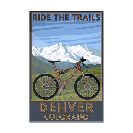 Denver, Colorado - Mountain Bike Scene - Lantern Press Artwork (8x12 Acrylic Wall Art Gallery