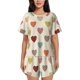 thumbnail image 1 of Balery Heart Polka Dot Conjunto de Pijama para Mujer con Estampado, Dos Piezas de Manga Corta y Shorts, Ropa de Dormir Suave con Cuello Redondo y Bolsillos-Small, 1 of 6