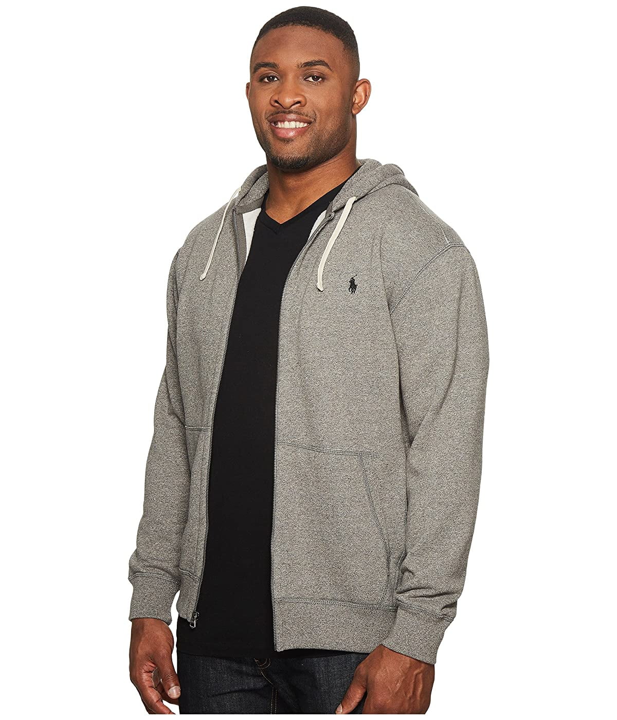 Polo Ralph Lauren Logo Embroidered Zipped Hoodie,BLACK, 2XLT
