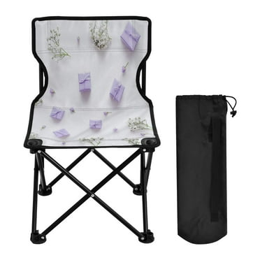 WOBOGO Small Purple Gift Boxes Camping Chair Convenient Four Corner Backrest Folding Stool Can Hold Up to 220lbs