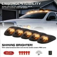thumbnail image 2 of Xotic Tech Smoked Cab Rooftop Marker Clearance Running LED Lights Kit Compatible with Dodge RAM 1500 2500 3500 2003-2017, 16-SMD Amber, 2 of 9