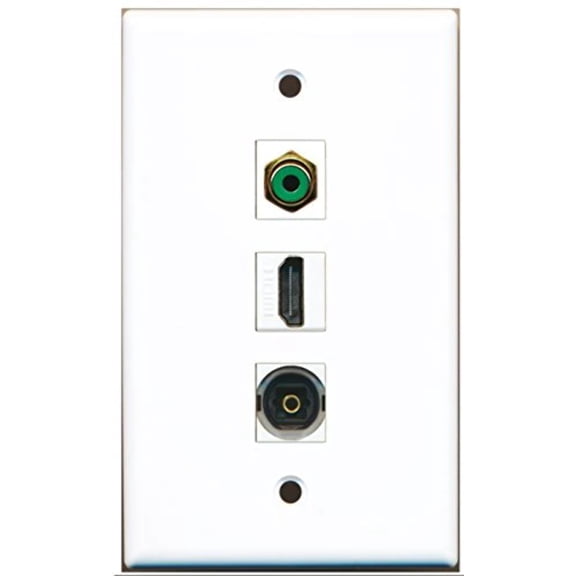 RiteAV - 1 Port HDMI and 1 Port RCA Green and 1 Port Toslink Wall Plate