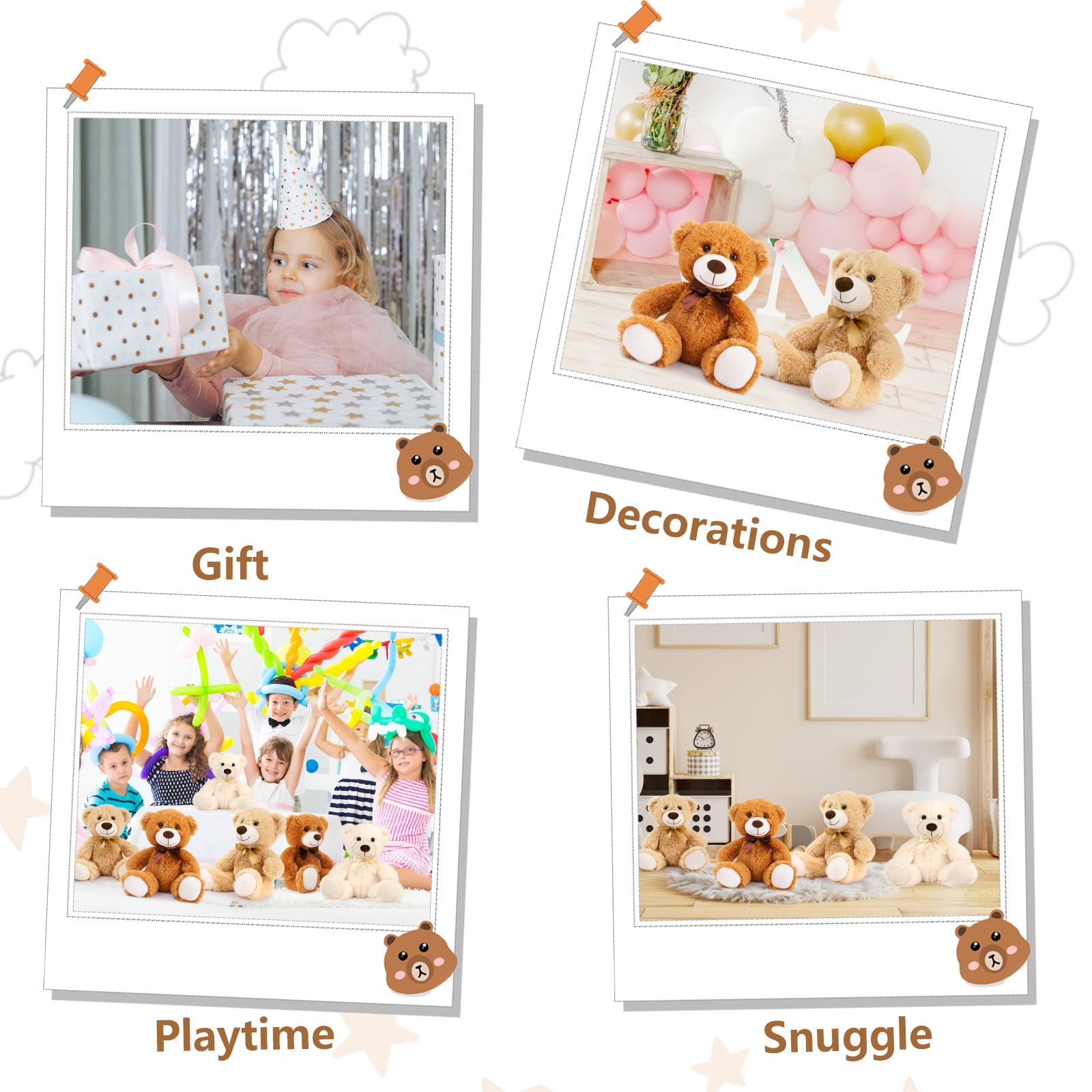 MorisMos 12 Packs Teddy Bear Baby Shower Bulk Teddy Bear Stuffed Animals