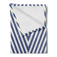 thumbnail image 2 of Navy Blue Soft Flannel Fleece Throw Blanket, Pattern with Geometric Triangle Shape Like Striped Designed Artwork, Cozy Plush for Indoor and Outdoor Use, 50" x 70", Dark Blue and White, by Ambesonne, 2 of 5