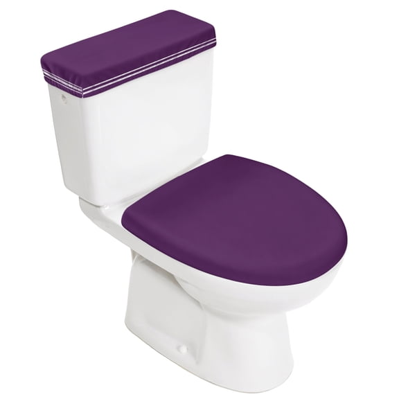 Pure Dark Purple Toilet Lid Cover and Toilet Tank Cover, Simple Solid Color Stretch Toilets Covers Set with Elastic Bottom, Washable Universal Toilets Seat Covers for Bathroom