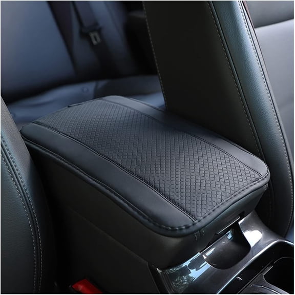 Center Console Armrest Pad, 12.6X 7.2 Inch PU Leather   Armrest Seat Box Cover Protector, Universal  Interior Accessories (Black & Grey)
