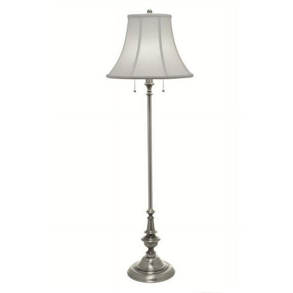 Stiffel FL-1320-N6085-AN 60 in. Antique Nickel Floor Lamp with Off White Silk Shantung Shade
