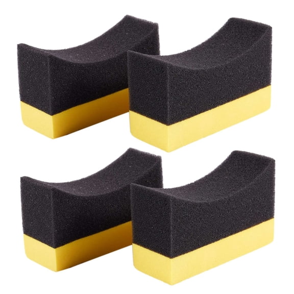 4X Contoured Auto Wheels Brush Sponge Tools Applicator Special Yellow Black