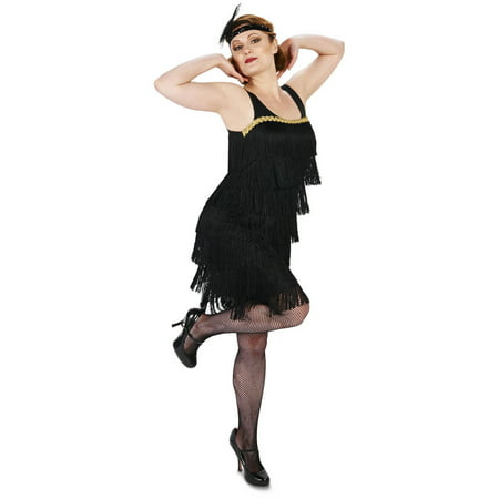 Fancy Black Flapper Women's Adult Halloween Costume