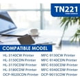 thumbnail image 6 of TN221 Black Toner Cartridge Compatible for Brother TN221BK TN221 TN-221 to use with HL-3140CW MFC-9330CDW HL-3170CDW HL-3180CDW MFC-9130CW MFC-9330CDW Toner Printer (2 Pack), 6 of 7