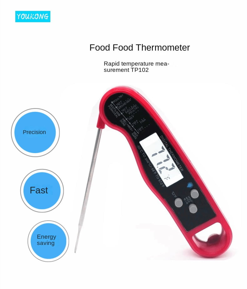 Kitchen foldable barbecue thermometer food food bottle waterproof water thermometer baking milk tea shop with backlight,50℃~300℃