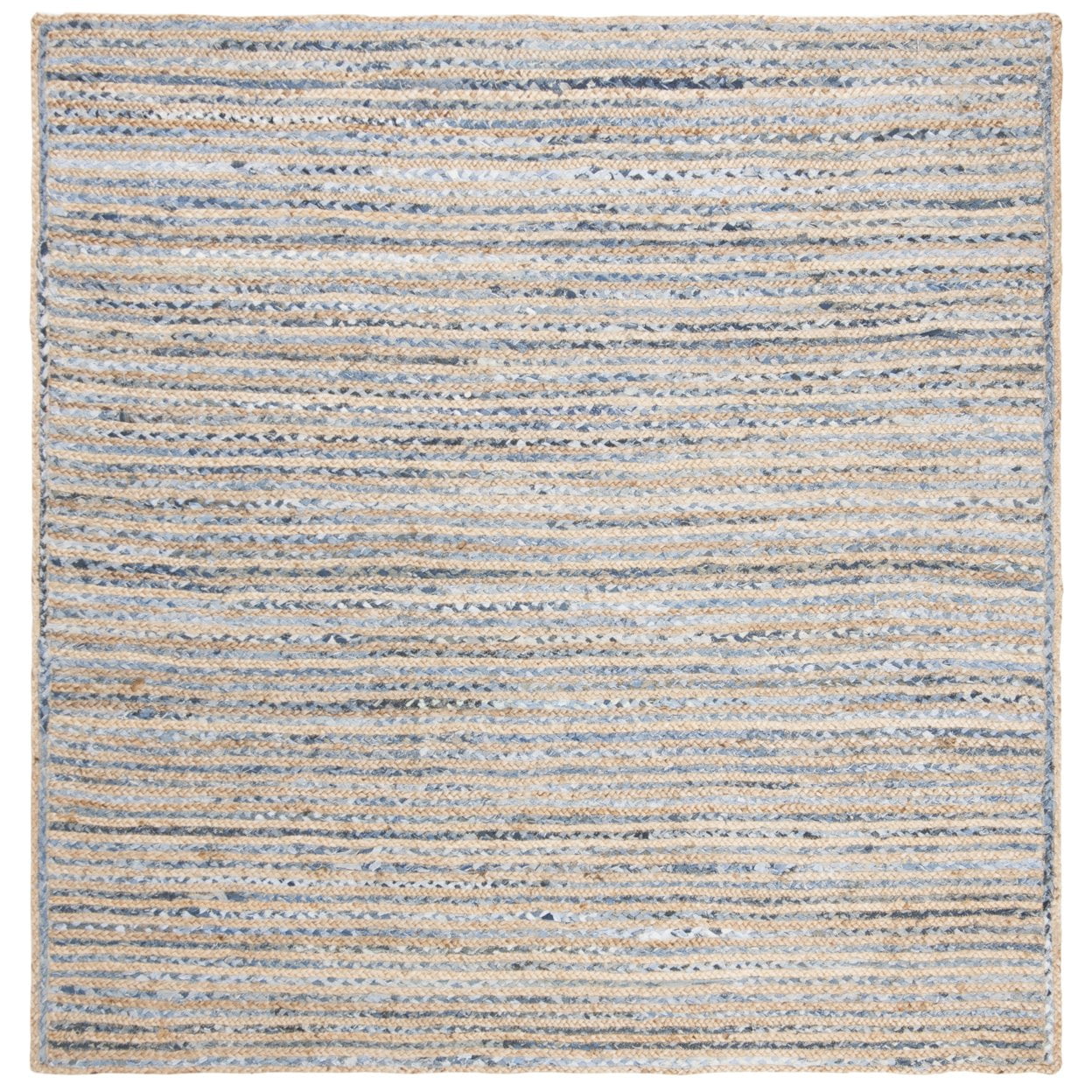 SAFAVIEH Cape Cod Andrina Braided Striped Jute Area Rug, 8' x 10' Oval, Natural/Blue