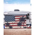 thumbnail image 5 of 4th of July RV Awning Sun Shade Screen 9'X15.3' American Flag Mesh Sunscreen Patriotic Star Seagull Palm Tree Awning Shade Screen with Zipper UV Blocker Completed Kits for RV Motorhome Camper, 5 of 7