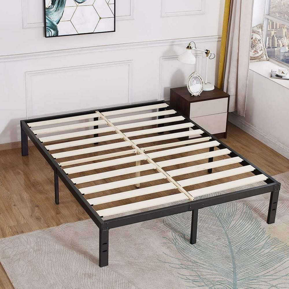 TATAGO 3500lbs Upgraded Heavy Duty Wooden Slats Platform Bed Frame, 14