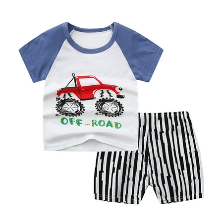 

Odeerbi Reduced Baby Girls Boys Clothes Baby Outfits Shirts Sets Toddler Cartoon Print Pattern Short Sleeve Two-piece Sute