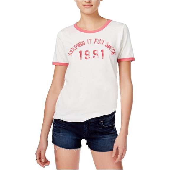 Junk Food Womens Keeping It Fun Graphic T-Shirt, Off-White, Large