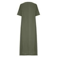 thumbnail image 5 of Sakmal Long Womens Dresses Spring Short Sleeve Shift Crew Neck Green Dresses ,Sizes S-2XL, 5 of 6