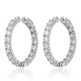 thumbnail image 2 of 925 Sterling Silver 3.75mm Cubic Zirconia CZ Round Medium Hoop Earrings, 2 of 5