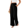 thumbnail image 4 of YIFUNIN Women's High Waisted Wide Leg Pants, Loose Straight Leg Flowy Trousers for Office Commute, Versatile Professional Casual Wear,Black L, 4 of 6