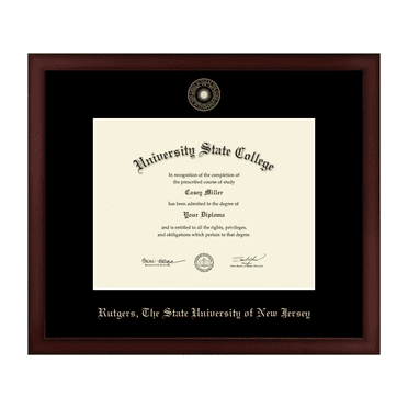 Framerly - Rutgers University 11w x 8.5h Diploma Frame - Fits bachelor's Earned Any Year and master'sphd Awarded Spring 2013 Or Prior - Gold Embossed Diploma Frame