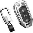 thumbnail image 1 of Zinc Alloy Key Fob Cover,Keychain,Full Protection Car Key Case for Volkswagen Jetta Golf GTI Tiguan Rabbit R32 Passat EOS CC Beetle MK6 Santana MK5 Polo VW Keyshell Accessories,Silver Color, 1 of 9