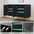 thumbnail image 4 of CBJCBJ 47.24"W Modern 4-Door Credenza with 3D Floral Doors & Shelves, Storage Sideboard for Dining Room, Kitchen  Black, 4 of 10
