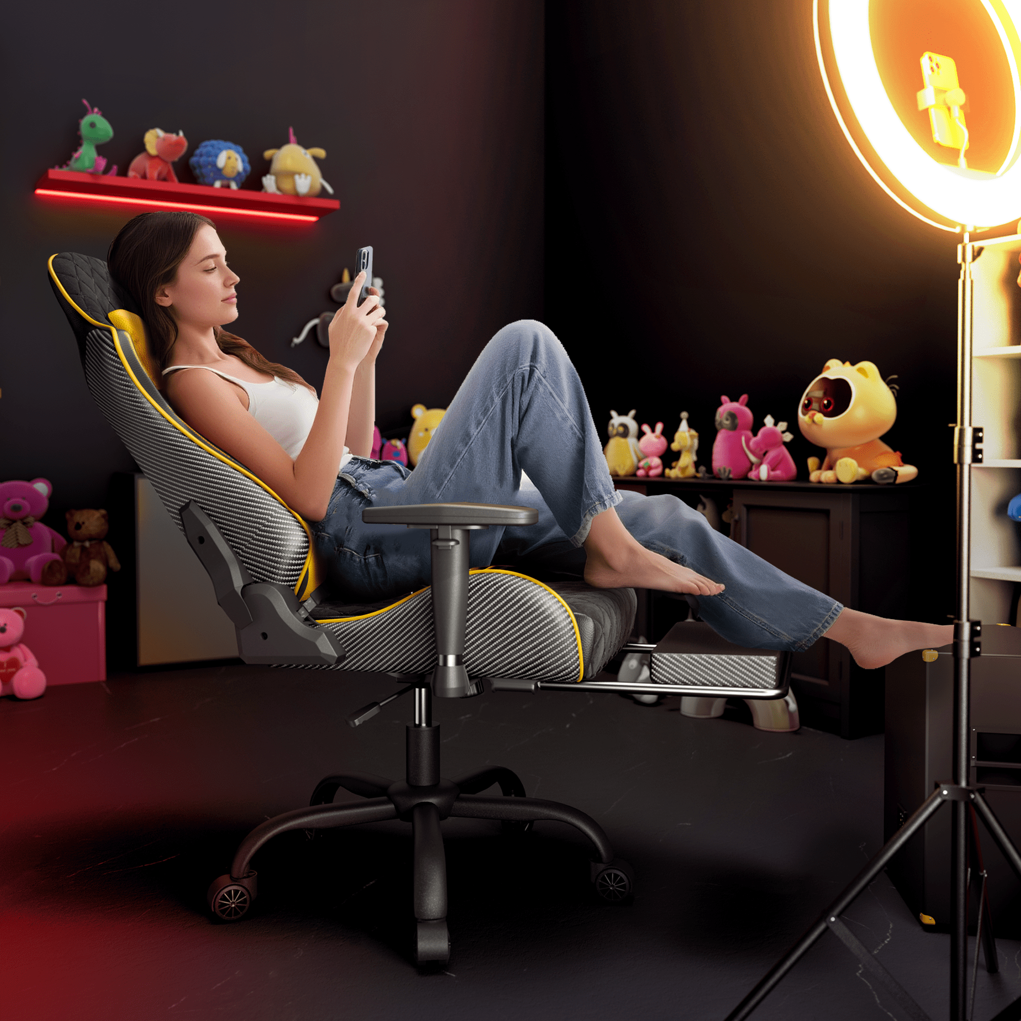 Seenda GCPro-10 Big and Tall Gaming Chair, All-in-One Comfort featuring a Retractable Footrest, High-Back Ergonomic Design, and Fully Adjustable Lumbar & Head Support