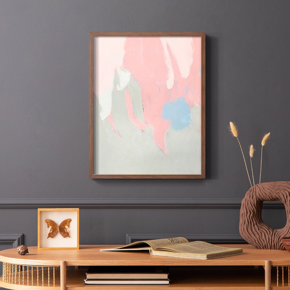 Blushing Abstract I Framed Print in Brown Solid Wood Framed Print No Nail Hanging