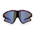 thumbnail image 4 of Kids Size Boys Xloop Shield Color Mirror Plastic Wrap Around Sport Sunglasses Burgundy - Blue Mirror, 4 of 7