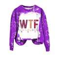 thumbnail image 1 of Rbaofujie Chandails Surdimensionnés pour Femmes Mode Décontractée Imprimée Col Rond Manches Longues Hauts Chandails en Molleton Amples Chandails à Capuchon Violets pour Adolescentes, 1 of 3