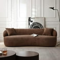 thumbnail image 4 of Williamspace 86.6" Curved Sofa, Modern 3 Seat Couch Back Upholstered Boucle Fabric Couch with Two Throw Pillows for Living Room, Office, Apartment, Brown, 4 of 6