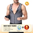 thumbnail image 3 of LALAMELON Sauna Vest for Men Waist Trainer Vest with Zipper Workout Sauna Suit with Adjustable Waist Trimmer Belt, 3 of 6